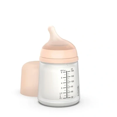 Abbildung von Suavinex Anti Kolik Babyflasche Zero +0 Monate, 180 ml Ultraweicher Stillsauger, anpassbare Durchflussmenge