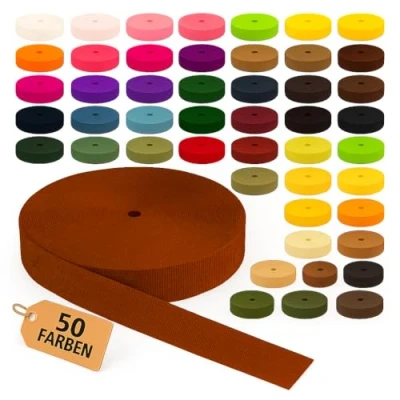 Abbildung von KBBB Gurtband 2m oder 5m lang 50 Farben Breiten: 10mm 15mm 20mm 25mm 30mm 40mm 50mm Polypropylen
