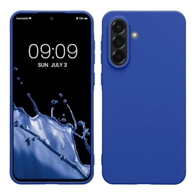 Abbildung von kwmobile Hülle kompatibel mit Samsung Galaxy A56 5G weiches TPU Silikon Case Cover geeignet für kabelloses Laden Baltik Blau