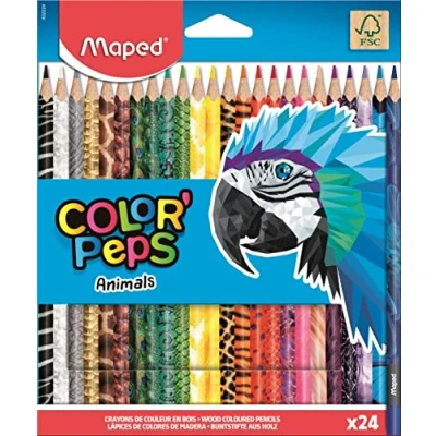 Abbildung von Maped 832224 24x Buntstifte, Farbstifte COLOR&#039;PEPS ANIMALS mit Tiermotiven, bunt, 1 Stück (24er Pack)