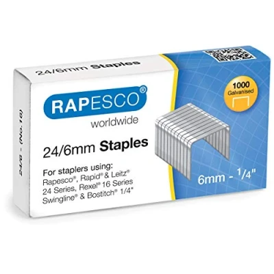 Abbildung von Rapesco S24607Z3 24/6mm (No.16) Verzinkte Heftklammern, 1000 Stück