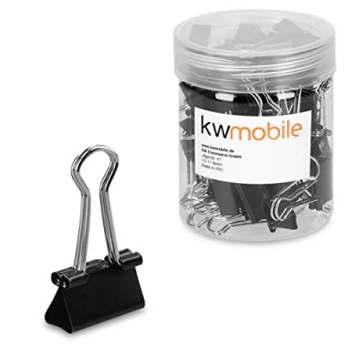 Abbildung von kwmobile 50x Foldback Klammern Set 19mm Vielzweckklammer Büro Dokumenten Clips Metall Maul Klammer Klemmen in Schwarz