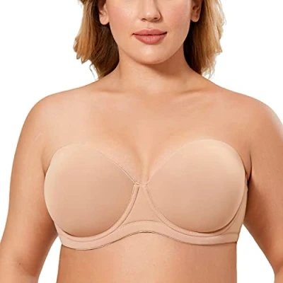 Abbildung von DELIMIRA Damen Trägerloser BH mit bügel Große Größen Seamless Dirndl Geformte Cups Natürlich 80D