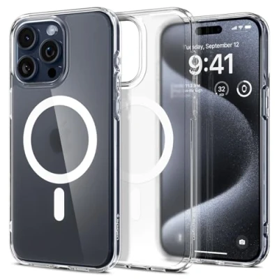 Abbildung von Spigen für iPhone 15 Pro Ultra Hybrid Frost MagFit Hülle [Anti Yellowing] Case Handyhülle Transparent Dünn Slim Kompatibel mit MagSafe Clear
