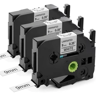 Abbildung von Suminey kompatible Schriftband als Ersatz für Brother P Touch bänder 9mm TZe 221 TZe221 TZ AZe Tape x 8m Schwarz auf Weiß PT D400 1010 1005 1000 H108 H105 H101T, 3x