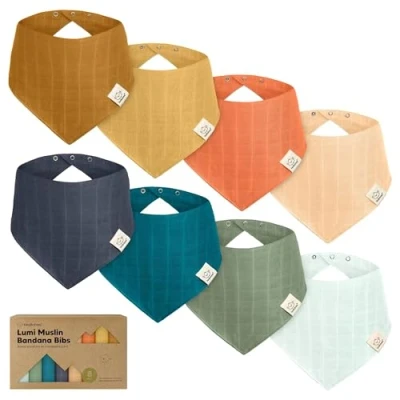 Abbildung von 8er Pack Musselin Lätzchen Dreieckstuch für Jungen und Mädchen, Baby Lätzchen, Unisex Dreieckstuch, Sabberlätzchen, Neugeborene Zahnen Säuglings (Eclipse)