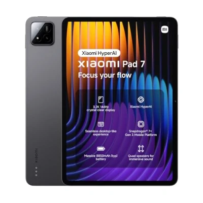 Abbildung von Xiaomi Pad 7 Tablet, 11.2 Zoll, 8+256GB, Grau, 3.2K 144Hz Display, Snapdragon 7+ Gen 3, 8850mAh Akku, 45W TurboCharge, HyperAI, Quad Lautsprecher, Nahtloses Desktop ähnliches Erlebnis
