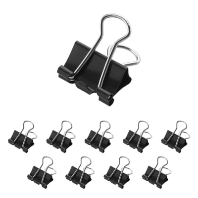 Abbildung von Westcott Foldback Klammern 15mm Schwarz 12 Stück 12er Pack Metall für Dokumente stabile und wiederverwendbare Papierklammern Klemmen Büro Haushalt E 10710 00