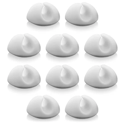 Abbildung von deleyCON 10x Kabel Clips Kabelhalter Kabelführung Fixierung Organizer für bis 8mm Kabelklemmen Kabelbefestigung Management Weiß