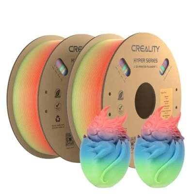 Abbildung von Creality Official Hyper PLA Filament Regenbogen Kurz 2KG, 3D Drucker für Hochgeschwindigkeitsdruck, langlebig und widerstandsfähig, glatt, Überhang Leistung Maßgenauigkeit +/ 0.03mm, 2 Rollen