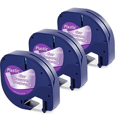 Abbildung von MarkField Kompatible für Dymo Letratag Transparent Etikettenband, Clear Plastic Etikettenband 12mm x 4m, Durchsichtig Band 12267 16951 LT 100H 100T 110T