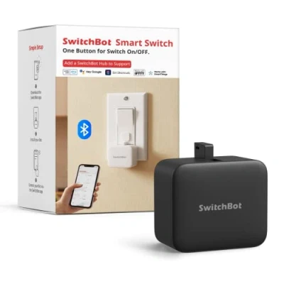 Abbildung von SwitchBot Smart Switch Toggle Machen Sie Schalter intelligent, App und Timer Steuerung, fügen Hub Mini hinzu, um es mit Alexa, Google Home IFTTT Kompatibel zu Machen(Schwarz)