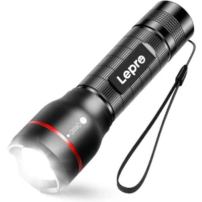 Abbildung von Lepro LED Taschenlampe, LE2000 Extrem Hell Klein Taschenlampen Batteriebetrieben mit 5 Modi, Zoombare Camping Handlampe, wasserdichte praktische Flashlight für Outdoor, Wandern, Angeln, Gassigehen