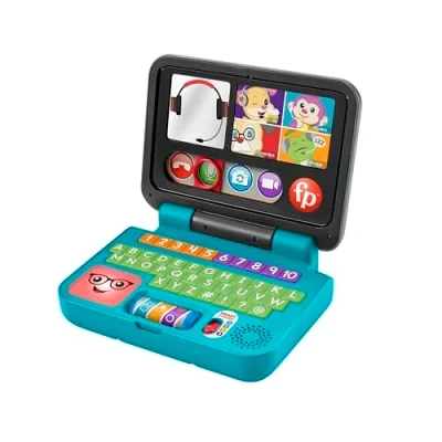 Abbildung von FISHER PRICE Lernspaß Homeoffice Laptop elektronisches Lernspielzeug mit Smart Stages Lerninhalten, Lichtern und 55+ Liedern, ABC, Zahlen erste Deutsch Wörter Lernen, ab 6 Monaten, HGX00