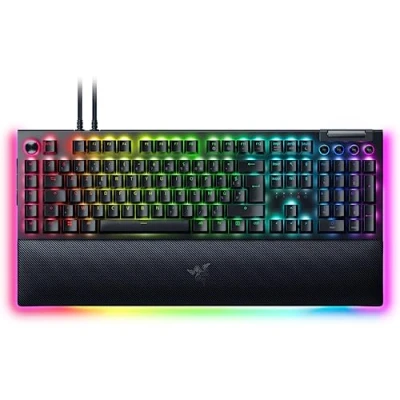 Abbildung von Razer BlackWidow V4 Pro (gelbe Switches) mechanische Gaming Tastatur (mechanische Schalter, leise, Scrollrad, 8 dedizierte Makro Tasten, Handgelenkauflage aus Kunstleder, RGB Chroma) FR Tastatur,