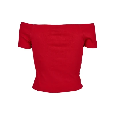 Abbildung von Urban Classics OFF Shoulder Tshirt basic, Damen, Größe: Large, Fire red