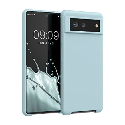 Abbildung von kwmobile Hülle kompatibel mit Google Pixel 6 weiches TPU Silikon Case Cover geeignet für kabelloses Laden Cool Mint
