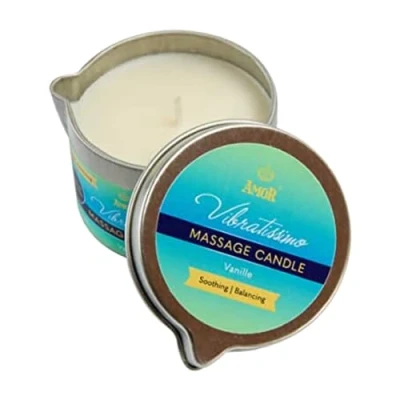 Abbildung von VIBRATISSIMO Massagekerze Vanille 100ml I Kerze mit Duft Entspannung aus natürlichen Rohstoffen &amp; Kokosöl für empfindliche Haut geeignet Massage Candle