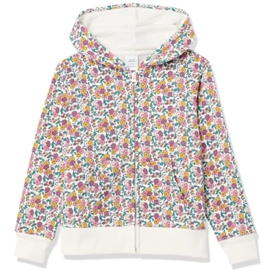 Abbildung von Amazon Essentials Mädchen Fleece Kapuzenpullover mit Reißverschluss, Weiß Streublumen, 9 Jahre