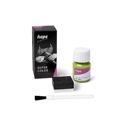Abbildung von Kaps Super Color Lederfarbe für Naturleder, Synthetik und Textil, Lederfärber, 25 ml, Inselgrün 132