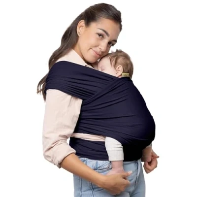 Abbildung von Boba Baby Tragetuch Neugeborene Elastisches Babytragetuch und Stilltuch für Unterwegs Einfach zu binden Babytrage ab Geburt bis 16kg (Navy Blue)