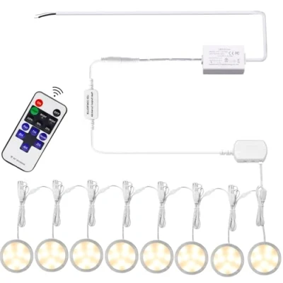 Abbildung von AIBOO LED Unterbauleuchte Dimmbar，Ultradünn Küche 230v mit Fernbedienung，Dauerhaft ，LED Schrankbeleuchtung Fester Verkabelung für Küche（8pack, Warmweiß）