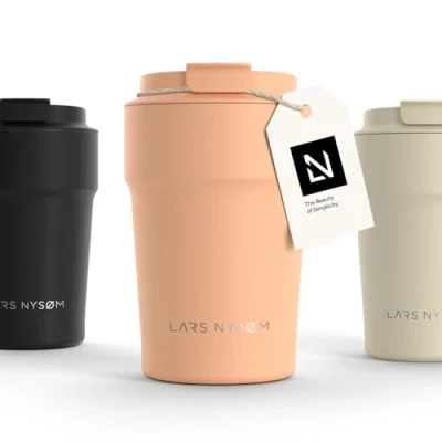 Abbildung von LARS NYSØM Thermo Kaffeebecher to go 500ml Travel Mug 0,5 Liter mit Isolierung Auslaufsicherer Edelstahl Thermobecher für Kaffee und Tee unterwegs Teebecher (Creamy Peach, 500ml)