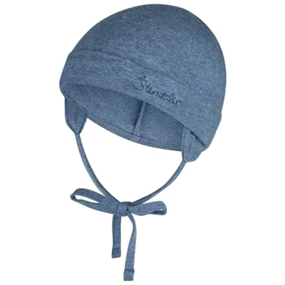 Abbildung von Sterntaler OCS Beanie Melange weiche Mütze aus Singlejersey (Bio) Unisex Kopfbedeckung mit Ohrenklappen Baby und Kinder Übergangsmütze zum Binden Tintenblau, Größe 47