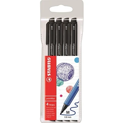 Abbildung von Filzschreiber STABILO pointMax 4er Pack schwarz