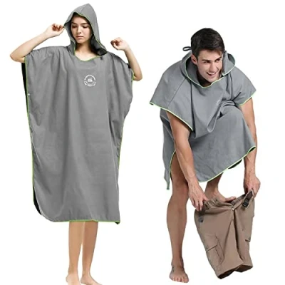 Abbildung von Hiturbo Mikrofaser Handtuch Poncho, Umziehhilfe Strand, Surf Poncho Herren und Damen Changing Robe, Einheitsgröße Warmer Mantel mit Kapuze, Umkleidehilfe Surfen, Schwimmen