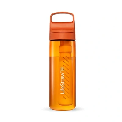 Abbildung von LifeStraw Go Serie BPA freie Trinkflasche mit Wasserfilter 650ml für Reisen und den täglichen Gebrauch entfernt Bakterien, Parasiten, Mikroplastik + verbessert Geschmack, Kyoto Orange (orange)