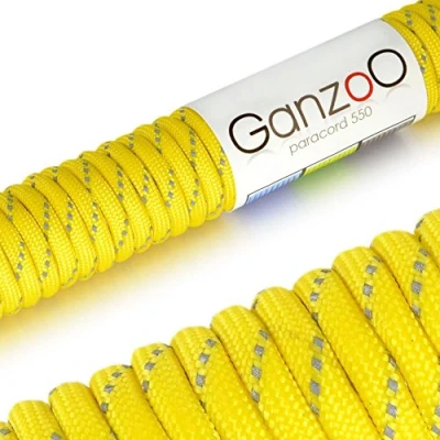 Abbildung von Ganzoo Paracord 550 Seil 4mm Outdoor Schnur / 30 Meter/Typ 3 Nylon &amp; Polyester/ 7 Innenstränge/Allzweckseil für Hundehalsband/Hundeleine Knüpfen/Camping Survival/Gelb Grau