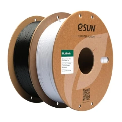 Abbildung von eSUN PLA Filament 1.75mm, ePLA Hohe Geschwindigkeit 3D Drucker Maßgenauigkeit +/ 0.03mm, 1KG pro Spule, 2 Spulen Druck High Speed Filament, Kaltes Weiß+Schwarz