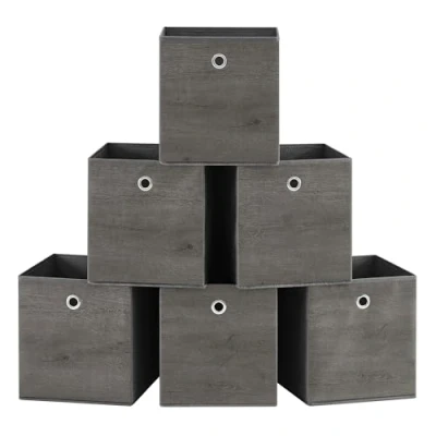 Abbildung von SONGMICS Aufbewahrungsbox, 6er Set, Ordnungsboxen, Vliesstoff, Faltbox, 26 x 28 cm, Stoffbox, für Würfelregal, Organizer Kleidung, nebelgrau RFB126G01