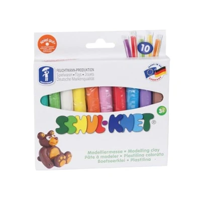 Abbildung von Feuchtmann SCHUL KNET Basic Knetset 10 x 18g Kinderknete in Stangen vegane glutenfreie Spielknete nicht trocknende Knete ungiftige Modelliermasse