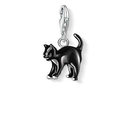 Abbildung von Thomas Sabo Damen Charm Anhänger Katze schwarz Club 925 Sterling Silber 0701 007 11