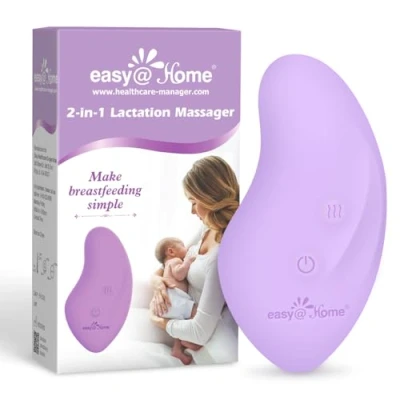 Abbildung von Easy@Home Elektrische Milchpumpe &amp; Brustmassagegerät 2 in 1 Gerät mit Vibration für Stillende Frauen Linderung von Brustschmerzen Fördert Muttermilchfluss Ideal Zuhause Unterwegs