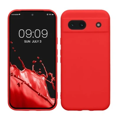 Abbildung von kwmobile Handyhülle kompatibel mit Google Pixel 8a Hülle Handy Case aus weichem Silikon in Klassisch Rot