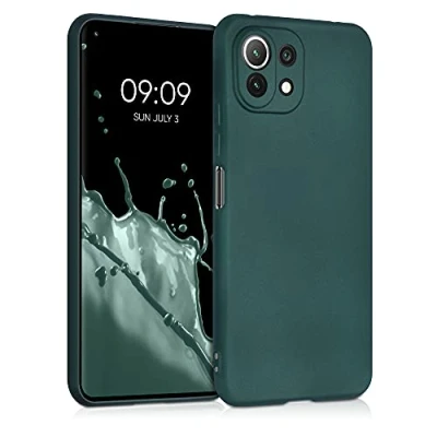 Abbildung von kwmobile Case kompatibel mit Xiaomi 11 Lite (5G) NE/Mi Hülle Schutzhülle aus Silikon metallisch schimmernd Handyhülle Metallic Petrol