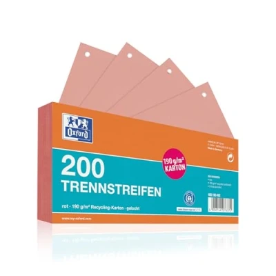 Abbildung von Oxford Trennstreifen, aus Karton, gelocht, 190 g/m², rot, 200 Stück