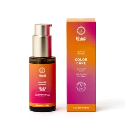Abbildung von khadi COLOR CARE Haaröl, Haarkur zur Fixierung von Pflanzen Haarfarbe, Glanz &amp; UV Schutz, Leuchtkraft, 100% natürlich, pflanzlich vegan, silikonfrei, Ayurvedische Haar Pflege, Naturkosmetik 50ml