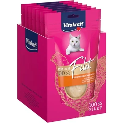 Abbildung von Vitakraft Premium, Katzen Leckerli, mageres Hühnchenfilet, Vorratsgröße, hypoallergen, ohne Zusatz von Getreide (7x 70g)
