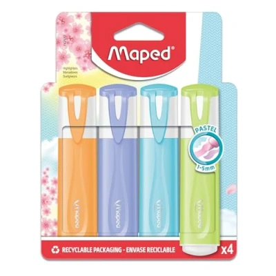 Abbildung von Maped Textmarker FLUO PEPS PASTELL 4 in verschiedenen, leichten Pastelltönen
