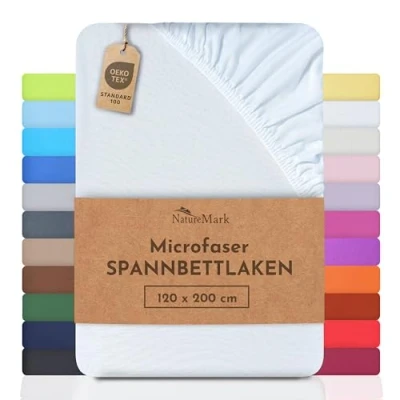 Abbildung von NatureMark Mikrofaser SPANNBETTLAKEN zum Sparpreis! viele Größen und Farben Markenware (120x200 cm, weiß)