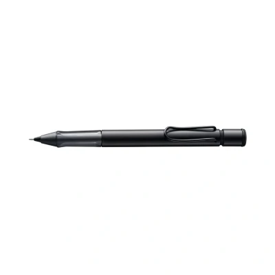 Abbildung von Lamy AL star black Druckbleistift leichter Minenbleistift mit transparentem, ergonomischem Griff &amp; Gehäuse aus Aluminium Bleistift Feinstrichmine M 41 in Strichbreite 0,5 mm Radiertip