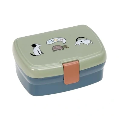 Abbildung von LÄSSIG Kinder Lunchbox Brotdose mit herausnehmbarer Unterteilung, BPA frei/Happy Prints, Blau
