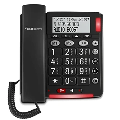 Abbildung von Amplicomms BigTel 48 Plus schnurgebundenes Großtastentelefon, Freisprechfunktion, extra Hörerlautstärke +40dB, Laute Klingeltöne, Hörgerätekompatibel