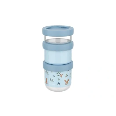 Abbildung von Mepal Snackbox stapelbar 3 teilig Mio Little Dutch Stapeln nach Bedarf Mikrowellen und Gefrierfachgeeignet Auslaufsicher Spülmaschinengeeignet 100 + 175 275 ml Forest Friends