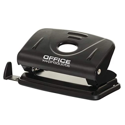 Abbildung von OFFICER PRODUCTS 18052511 05 Locher/bis 12 Blätter/Mechanismus und Gehäuse aus Metall/Kunststoffarm (ABS)/ Farbe: Schwarz/Rutschfeste Kunstsoffkappe für den Boden