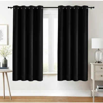 Abbildung von Utopia Bedding Verdunkelungsvorhänge mit Ösen thermovorhang 2er Set [117x183 cm, Schwarz] wärme und kälteisolierende schalldämmende Vorhang Blickdicht für Wohnzimmer, Schlafzimmer &amp; Büro